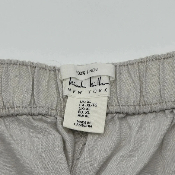 Nicole Miller 100% Linen Women's Pants Elastic Waist Pockets White Size XL - Picture 5 of 10